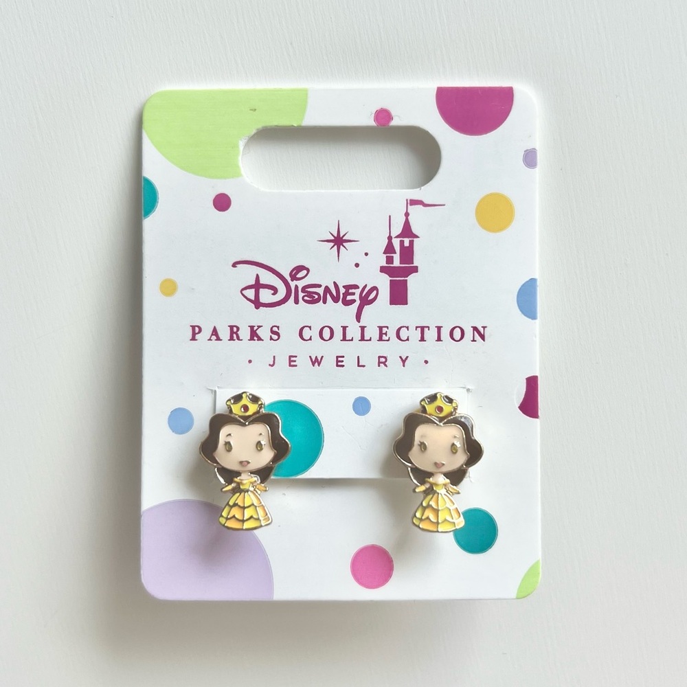 NWT Disney Parks Collection Princess Belle Enamel Stud Earrings Set